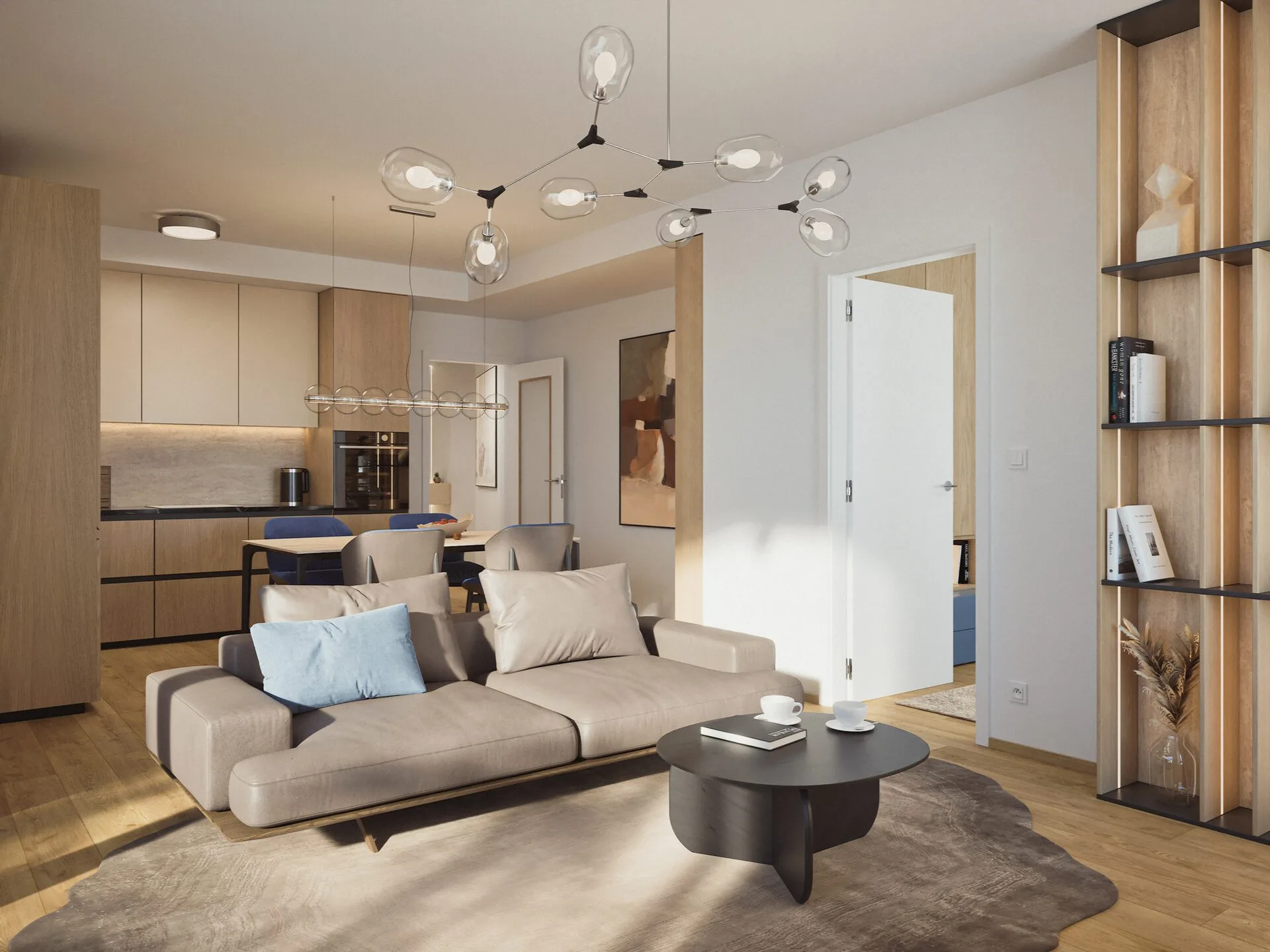 Zanzara Residence — obývací pokoj s kuchyní